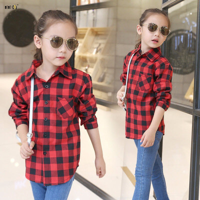 

Shirts For Girls School Teenager Plaid Long Sleeve Cotton Girls Blouses Top Autumn Kids Clothes For 5 6 7 8 9 10 11 12 Years