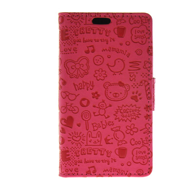 

MOONCASE Cute Little Witch Leather Side Flip Wallet Card Holder Stand Pouch ЧЕХОЛ ДЛЯ LG Joy H220 Hot pink