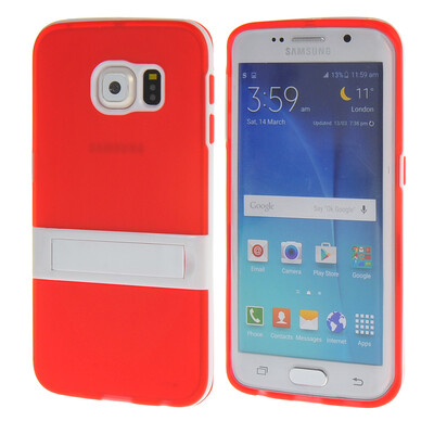

MOONCASE Galsxy S6 Edge случай Желе Цвет силиконовый гель ТПУ Тонкий с подставкой обложка чехол Пограничный красный