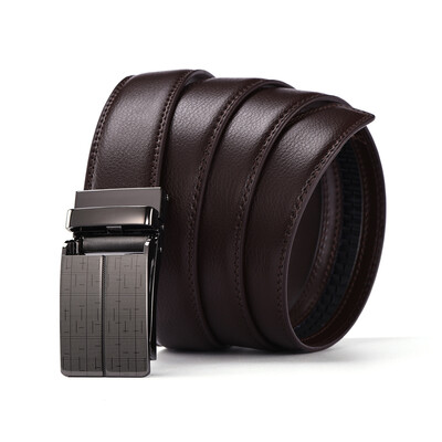 

XHtang Mens Leather Belt With Automatic Buckle Belt Business Dress Belt Wedding Gift 3mm
