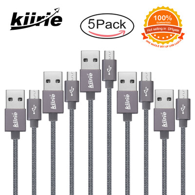 

5 Pak Micro Datakabel USB Snelle Opladen Hoge Kwaliteit (0,5 м + 3x1 м + 1x1,5 м) Duurzaam Nylon 24 maanden garantie