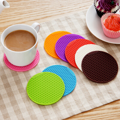 

[Jingdong supermarket] Ou Runzhe coaster silica gel honeycomb round waterproof insulation pad 8 color 8 installed