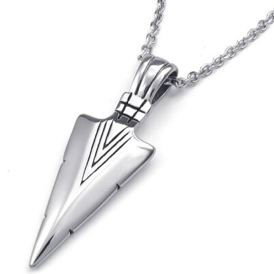 

Hpolw Punk Style Vintage Jewelry Mens Arrowhead Arrow Stainless Steel Silver Pendant&Necklace 18-26 inch Chain