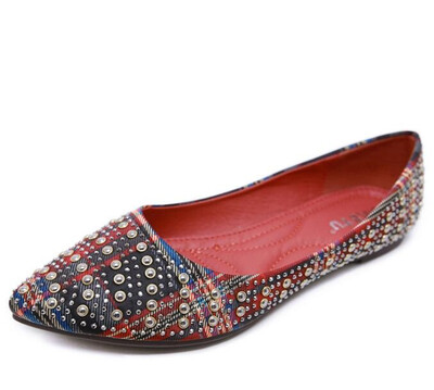 

fashion ballet flat shoes women slip on pointed toe fold egg shoes casual comfortable work dancing shoes rivet rhinestone