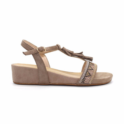 

Summer Women Tassel Hot-Drills Sandals T-bar Wedge Midium Heel