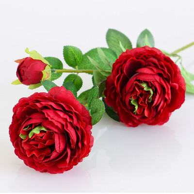 

5pcs 3Heads Artificial Flowers Peony Bouquet Silk Flowers Bridal Bouquet Fall Vivid Fake Rose for Wedding Home Party Decor