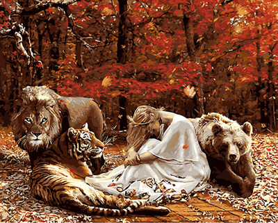 

Diy Oil Painting Paint by Numbers Kit without Wooden Frame for Adults - Beauty With Beast