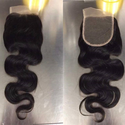 

Virgin Brazilian Human hair Closure Body Wave Piece body wave 4x4 Lace Closure bleached knots