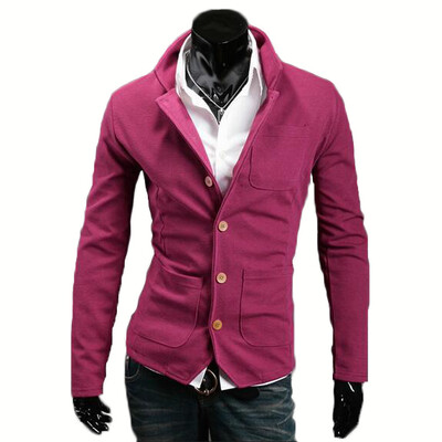 

Zogaa New Mens Suit Slim Color Matching Collar Stand Collar