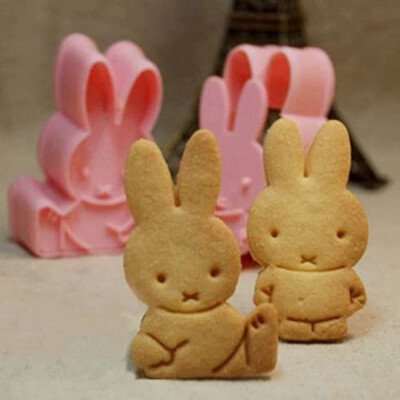 

mymei Miffy Rabbit 2Pcs Tridimensiona Cookie Cutter Plastic Hot NEW A24