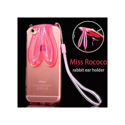 

Fashion Miss Rococo Lucency Resin Soft TPU Rabbit Ears Holder Stand Support Case for iPhone 6 5s 6plus Protective Bag