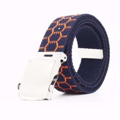 

Male And Female Teenager Fashion And Leisure Scrolling Buckle Stripe Canvas Belt