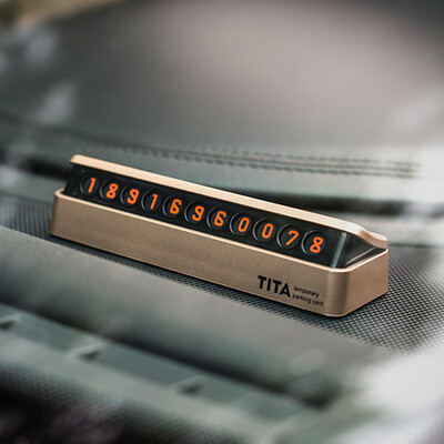 

Caraline TITA car hidden temporary stop sign phone sign roadside temporary parking car number card exquisite compact car supplies champagne gold