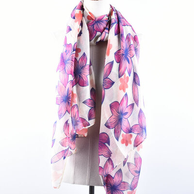 

Guttavalli Nice Women Soft Flowers Long Shawl Summer Chevron Printing Scarf Viscose Stripes Geometric Skinny Wraps
