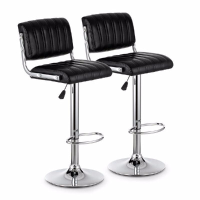 

IKayaa 2PCSSet of 2 Modern PU Leather Swivel Bar Stools Height Adjustable Pneumatic Counter Pub Chairs Heavy-Duty
