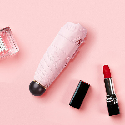 

JUST MODE Sun umbrella Black plastic umbrella Folding UV protection Mini pocket umbrella Sun protection Sun umbrella Female lipstick umbrella - Girl powder