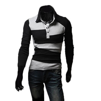

Zogaa Mens Polo Shirt Contrast Color Fashion Slim Korean