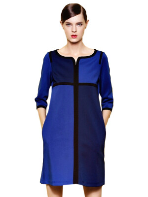 

Color Block Half Sleeve Leisure Straight Dress