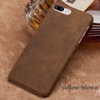 

Genuine Leather Phone Case For iPhone 7 8 Plus Case Crazy Horse Leather Back Cover For X 6 6S Plus Case
