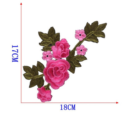 

1 pcslot Embroidered Patches Big Pink Flowers Sequin Patch Iron On Fabric Badge Sew On Clothes Appliques DIY Wedding Stickers