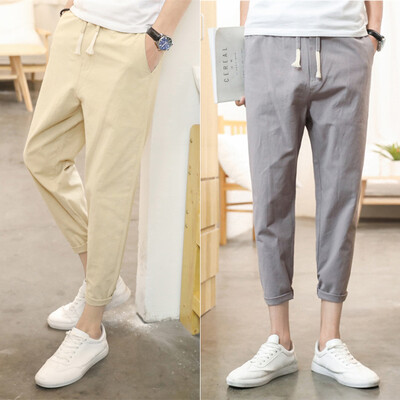 

Men&39s nine-ninths flax flax Korean version of the trend loose-fitting casual pants small feet cotton hemp pants two men&39s pants