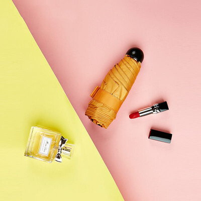 

JUST MODE Sun umbrella Black plastic umbrella Folding UV protection Mini pocket umbrella Sun protection Sun umbrella Female lipstick umbrella - Vital orange