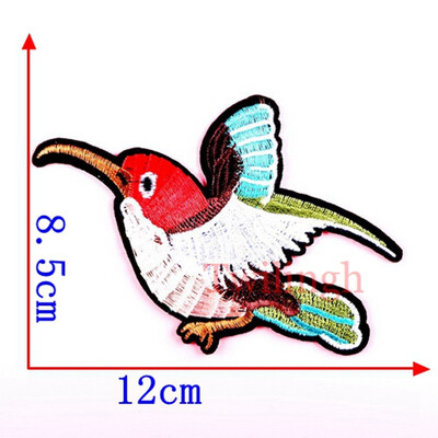 

1 Pc Top New Brand Clothes Patches Bird Red Rose Flower Embroidered Patch DIY Iron On Sew Fabric Repair Clothing Wedding Patches