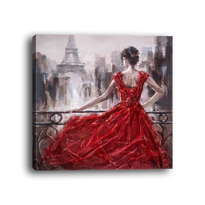 

Framed canvas modern living room bedroom background wall character red dress back decoration decorative painting