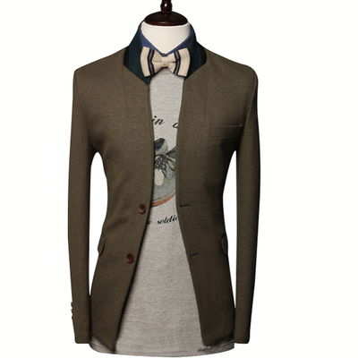 

Zogaa New Mens Suit Fashion Contrast Color Stand Collar