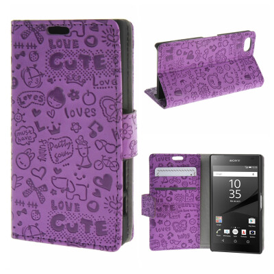 

MOONCASE for Sony Xperia Z5 Compact ( Z5 Mini ) Case Leather Flip Wallet Card Slot Bracket Back Case Cover Purple