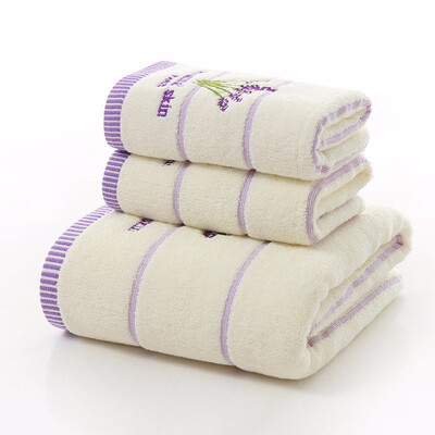 

Cntomlv 3PCSSet 100 Cotton Lavender Towel Set One Piece 70140cm Bath Towel Two Pieces 3475cm Face Towels Gift Towel Set