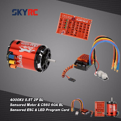 

RC Car Motor 4000KV 85T 2P Brushless SensoredSensorless Motor & CS60 60A Brushless SensoredSensorless ESC & LED Program Card Co