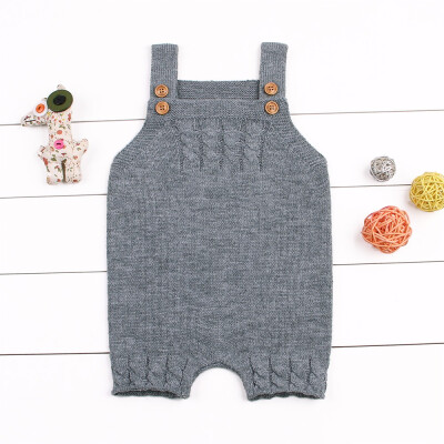 

Baby clothes spring&autumn models solid color casual knitted suspenders jumpsuit