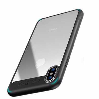 

For iPhone X Case PC TPU Hybrid Slim Perfect Fit Hard Case Shock Absorption iPhone 10 X Back Transparent BumperBlack Edge