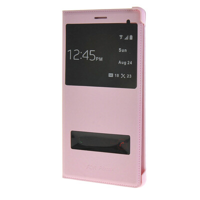 

MOONCASE тонкий кожаный флип сторона Кронштейн Окно чехол для Huawei Ascend P8 Max розовый