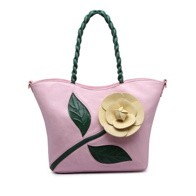 

Brand vintage women luxury handbags rose large flowers woven bag bride pretty shoulder bag lady tote bags large messenger bag