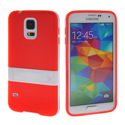 

MOONCASE Soft Flexible Silicone Gel TPU Skin with Kickstand Shell Back Case Cover for Samsung Galaxy S5 i9600 Red