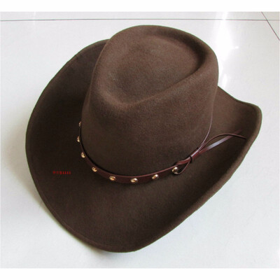 

New 100 Wool Fedoras Hat Promotion Adult Waterproof Woolen Men Equestrian Hat Male Knight Cowboy Gentleman Hat Wide Brim B-8138