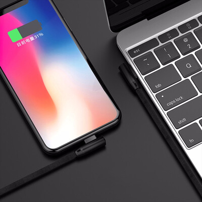 

for lightning cable 90 degree Double-sided Plug USB Cable Charging For iPhone X 6 Nylon Cable Elbow for iPad Phone 8 7