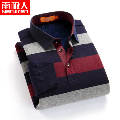 

Antarctic long sleeve plus velvet warm shirt mens autumn&winter casual middle-aged large size mens sanding loose mens shirt red gray L