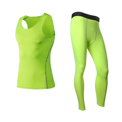 

Running Set Wicking Sport Suit Sleeveless Vest T-Shirt Pant Gym MenS Sportswear