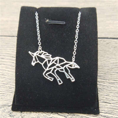 

New Origami Unicorn Necklace Trendy Style Origami Unicorn Pendant Necklace Women Fashion Origami Unicorn Jewellery