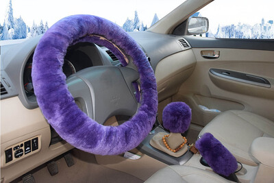 

KAWOSEN 1 Set 3 Pcs Winter Warm Wool Steering Wheel Cover Handbrake Cover Gear Shift Cover 38cm diameter Cute Wool Cover WSWS02