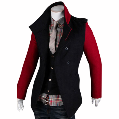 

Zogaa Men's Wool Coat Color Matching Casual Double-breasted