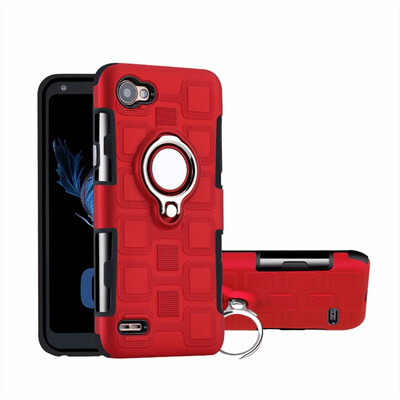 

SHS Phone Case For LG Q6Q6 PlusQ6 Mini Luxury Armor Ring Bracket Silicon TPU Lattice texture Protection
