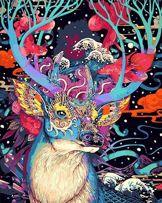 

Animals Oil Painting Diy Oil Painting Paint by Number Kits for Adults - Magic Deer