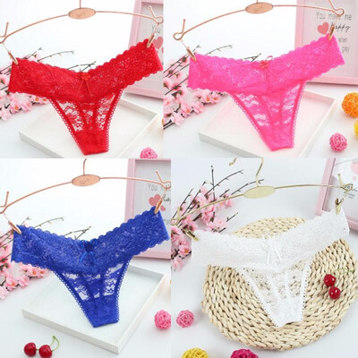 

Lbellagiovanna 4 pack Women Sexy Lace G-stiring Briefs Thongs Underwear Lace Panties Intimates Solid Lingerie Female Bragas6031p4
