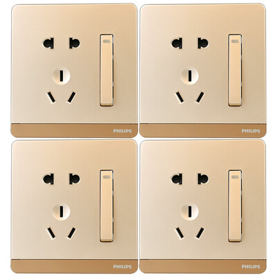 

Philips (PHILIPS) switch socket fly series 10A five-hole socket with switch champagne 14 only installed