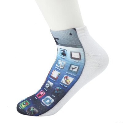 

3D Printed Unisex Mens Womens Harajuku Cute Low Cut Ankle Socks Cell Phone