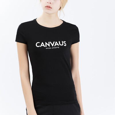 

Canvaus Summer New Women Wild O-neck Solid Slim Printed Cotton Casual Short-sleeved T Shirt